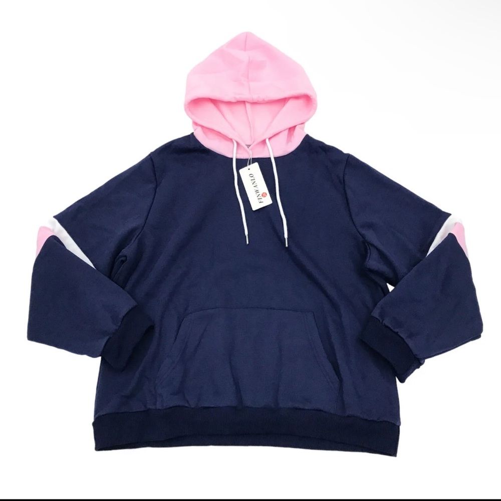 Finwanlo pink and navy blue hoodie size large